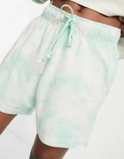 Nike Mini Swoosh Jersey Shorts In Mint Green Tie Dye For Women Light Green -Nike Fashion Sales 201463781 4