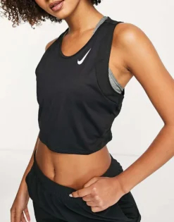 Nike Running Race Day Dri-FIT Crop Top In Black For Women