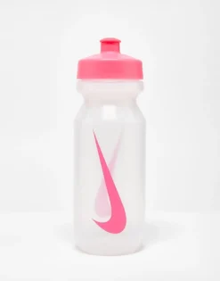 Nike Training Big Mouth 2.0 625ml Water Bottle In Clear With Pink Swoosh For Unisex White