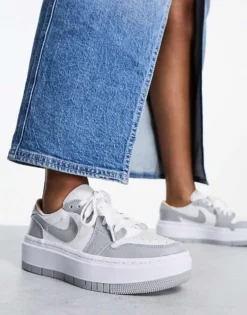 Jordan AJ1 Elevate Low Trainers In White And Grey For Women