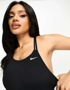 Nike Swimming Hydrastrong Performance Logo Spiderback Swimsuit In Black For Women -Nike Fashion Sales 204376634 3