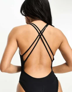 Nike Swimming Hydrastrong Performance Logo Spiderback Swimsuit In Black For Women -Nike Fashion Sales 204376634 4