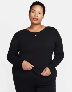 Nike Plus Knit Long Sleeve Top In Black For Women