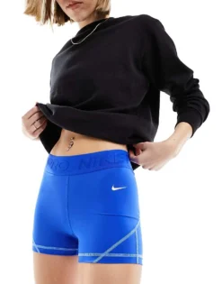 Nike Training Nike Pro Training Dri-FIT Gains Girl Mid-rise 3 Inch Shorts In Hyper Royal Blue For Women