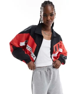 Nike Streetwear Woven Jacket In Red And Black For Women