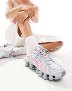 Nike Shox TL Unisex Trainers In Metallic Silver And Pink For Women
