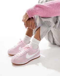 Nike Cortez Vintage Trainers In Pink And White For Women