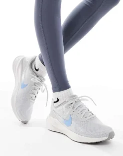 Nike Running Revolution 7 Trainers In Grey And White For Women