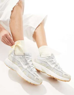 Nike P-6000 Trainers In Silver And Beige For Women White
